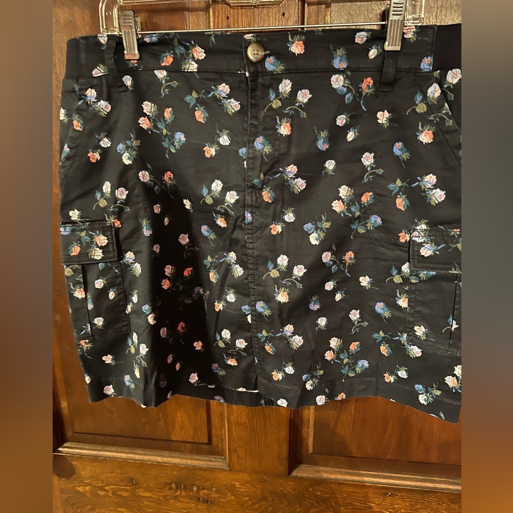 Cute floral on black skirt